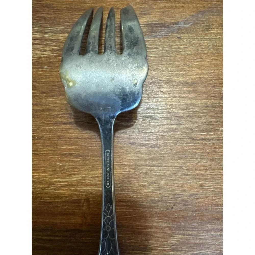 Antique Imperial Silver Co Silverplate Meat Fork  LORRAINE 1913